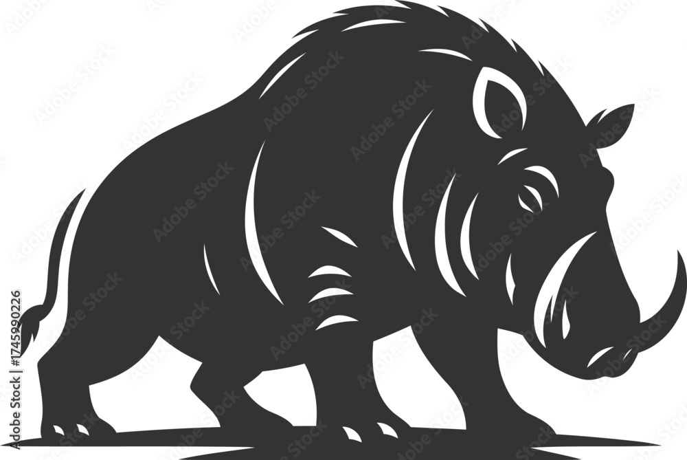 Obraz premium Black vector of a babirusa silhouette illustration