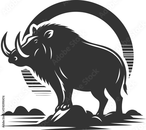 Black vector of a babirusa silhouette illustration