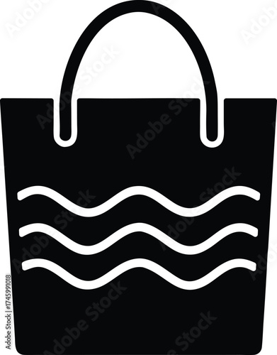 Beach Shopping Bag Vector icon.