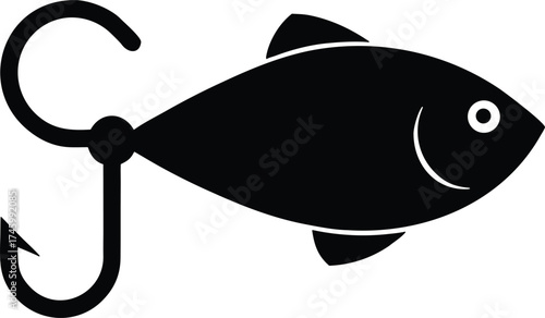 Fish Hook Bait Vector icon.