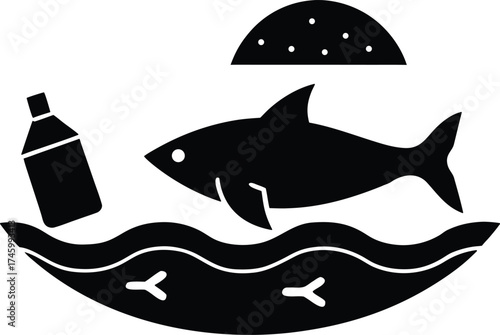 Ocean Pollution Vector icon.