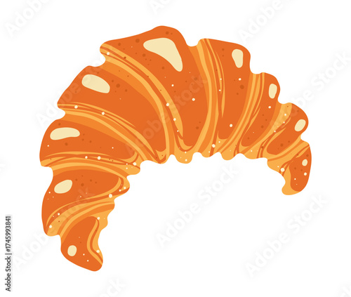 Croissant Italian or French trendy freshly baked. Cartoon textured bun for pastries for bakery grocery branding, menu, logo, recipe books, wallpaper packaging, background hand drawn vector