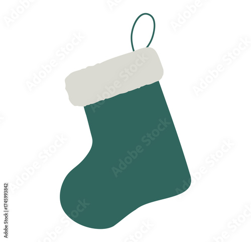 Christmas green stockings_Holiday vector illustration