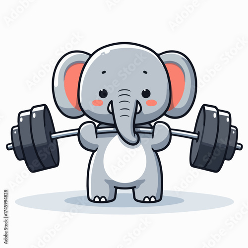 vector illustration set of cartoon elephants lifting barbells