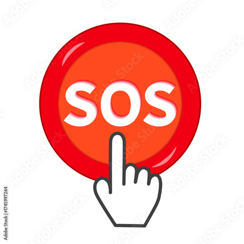 SOSのボタンを押しているイラスト