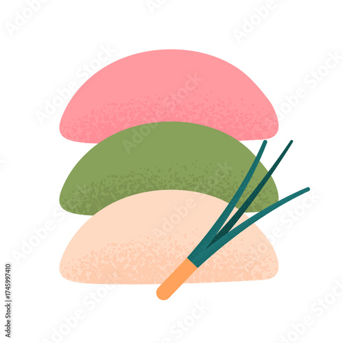 Songpyeon and pine needles Vector Art for the Korean Chuseok Harvest Festival