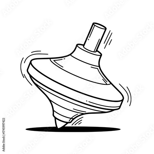 Spinning top toy whirls joyfully, a timeless childhood pleasure, evoking nostalgia and simple fun for kids of all ages in a vector design