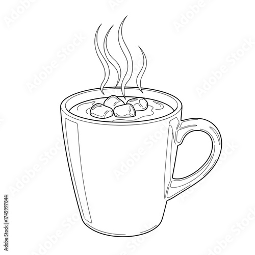 Warm, comforting cocoa in a mug, perfect for cozy winter scenes and holiday designs, offering a sweet treat and inviting visual appeal for any project