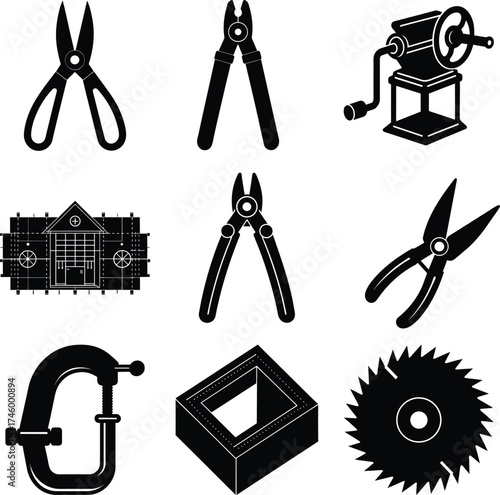 Roofer Black Vector elements isolated on white background