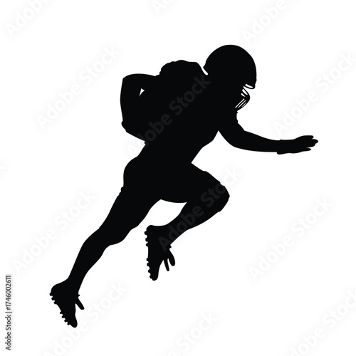 American Football player running vector silhouette 