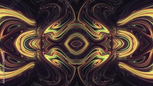 Abstract artistic design with swirling golden yellow and purple colors.