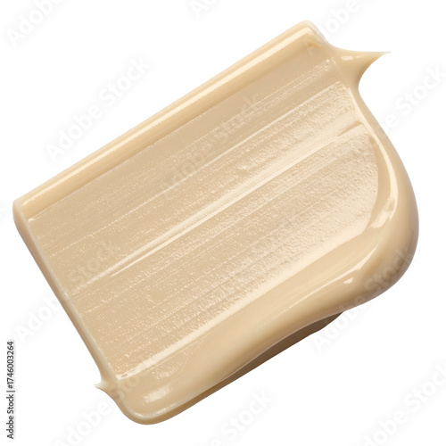 Creamy, swirled light-beige substance, possibly condiment or cosmetic, on a stark black backdrop