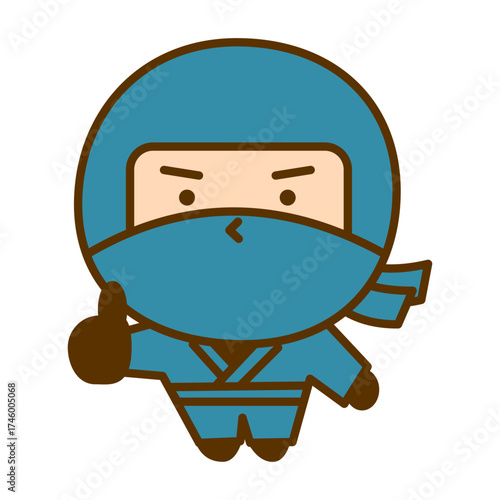 グッドサインを出すかわいい忍者のキャラクターイラスト　シンプルで親しみやすい和風のゆるキャラ