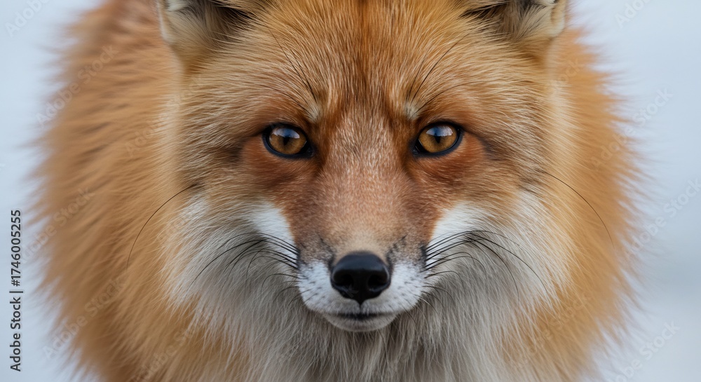 Fototapeta premium Ein aufmerksamer Rotfuchs blickt nah sein leuchtendes Fell strahlt im sanften Tageslicht. AI Generated