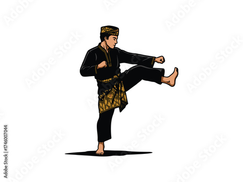 vector illustration of pencak silat with a white background