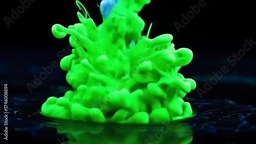 Abstract Colorful Ink Droplets Dissolving in Water Slow Motion.