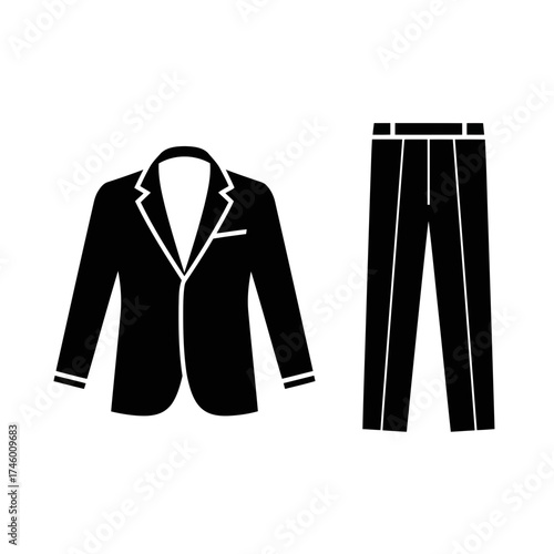 Black formal suit jacket and trousers
