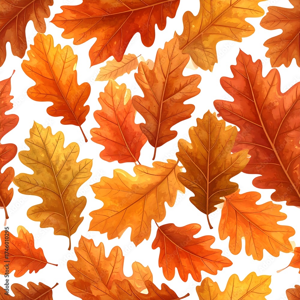 Obraz premium Autumn oak leaves pattern on white background