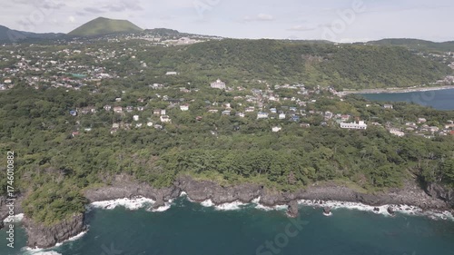 Aerial view of Izu peninsula coastline, Shizuoka Prefecture
