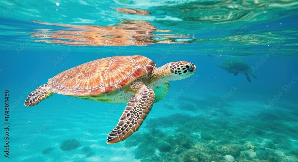 Fototapeta premium sea turtle swimming in the sea