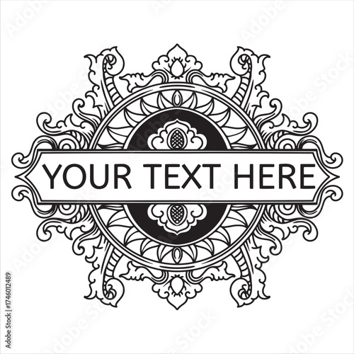 afeaturing highly intricate ornamental and carved designs with empty space in the center for adding textor Artwork