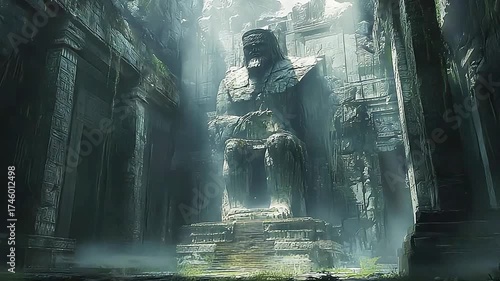 The ancient temple stood majestically, its weathered stones whispering stories of a long-lost civilization's glory.
