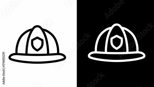 Firefighter Helmet Icon Illustration for Safety and Emergency Services