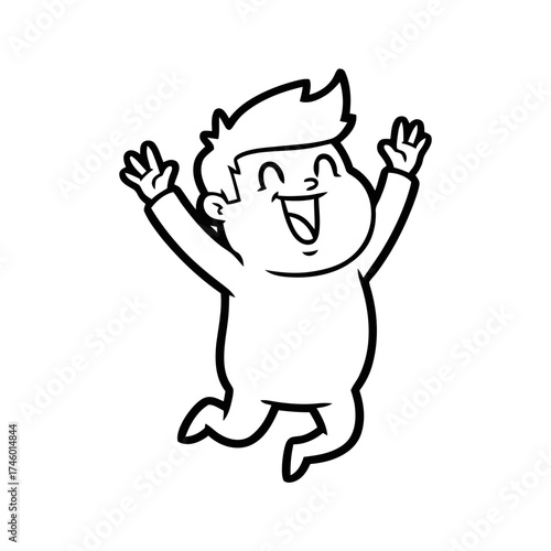 Cartoon boy jumping with joy and excitement
