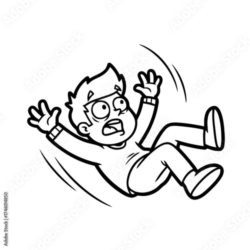 Cartoon boy falling with scared expression