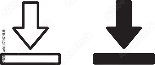 Download Icon Illustration Representing Data Transfer Connection or Installation Process with Black and White Design Simplicity