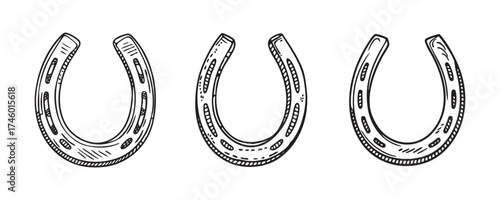 Vintage style hand drawn horseshoe sketch illustration