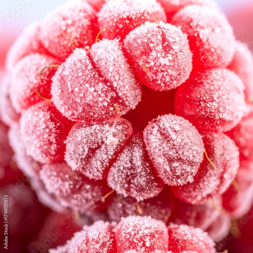 Close-up of frosted raspberries