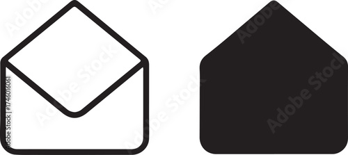 Modern minimalist email icons in outline and solid form representing communication and digital messages for design purposes