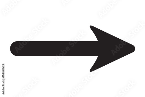 right side pointing black arrow. right side pointing arrowhead. themes include direction, forward, navigation, pointing symbols. vector illustration isolated on transparent background.