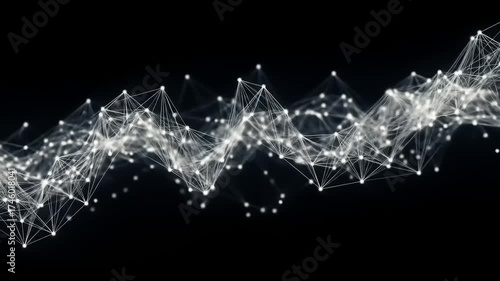 Abstract digital network connections on black background, data transfer concept.