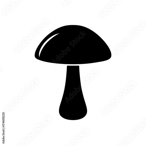 Simple mushroom silhouette on transparent background