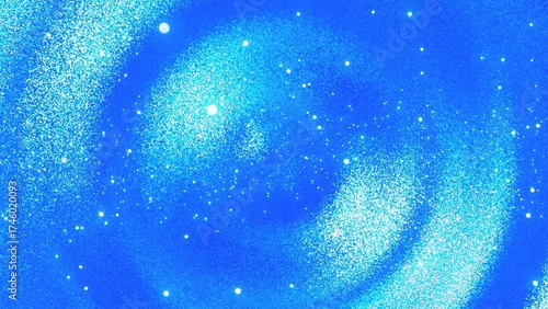 Abstract blue cosmic background with sparkling glitter and stars, fantasy galaxy or nebula texture.