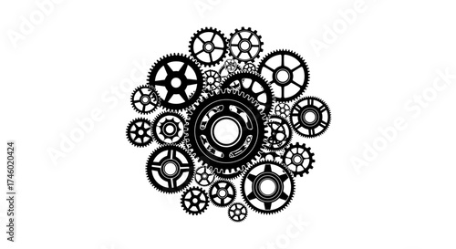 Mechanical gears and cogs intricate design illustration.