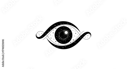 Mystical All Seeing Eye with Infinity Symbol and Stars.