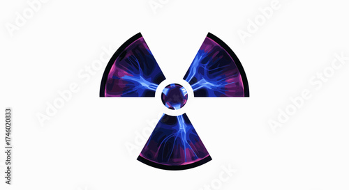 Radioactive Symbol with Plasma Effect on White Background.