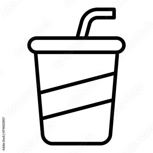 plastic drink outline icon used for soda or juice takeaway