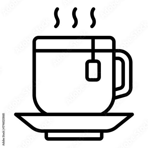 hot drink outline icon used for tea or coffee at desk