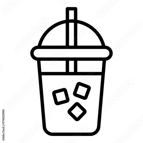 bubble tea outline icon with straw used in cafe or mall