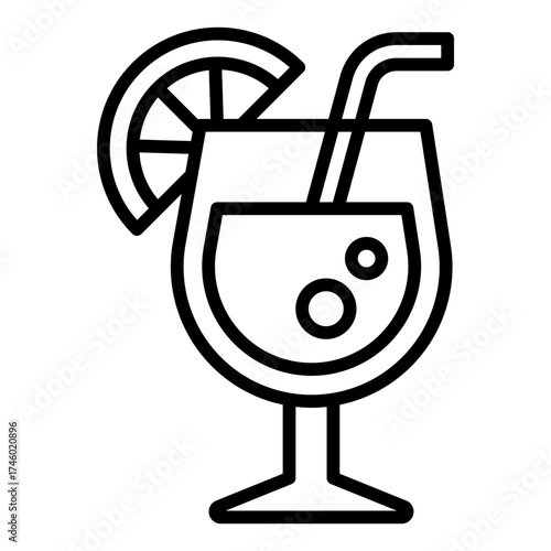 alcohol drink outline icon with cocktail glass at bar