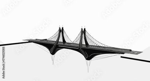 Sleek Architectural Bridge Structure on a White Background.