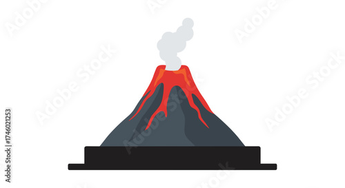 Volcano Eruption with Lava Flowing Down the Sides.