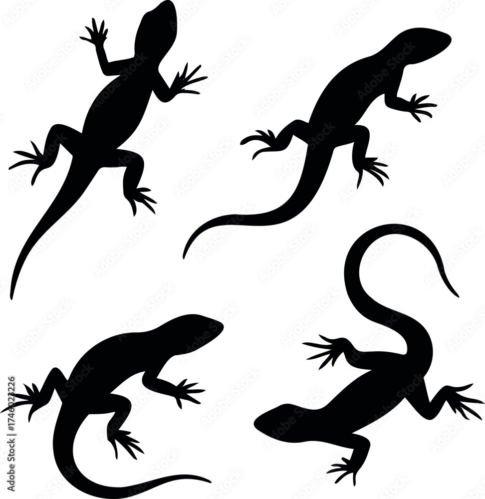 Naklejka premium Lizard Silhouette Set