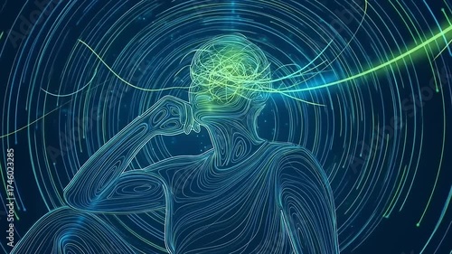 Abstract Mindscape - Conceptual Visualization of Thought and Consciousness.