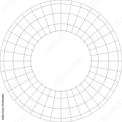 Torus wireframe vector (Top-down view, orthographic projection, PPT-compatible & fully editable)