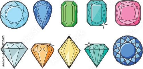 Colorful assortment of sparkling gems for jewelry designs or creative projects offering a vibrant and elegant touch for graphic design and digital art